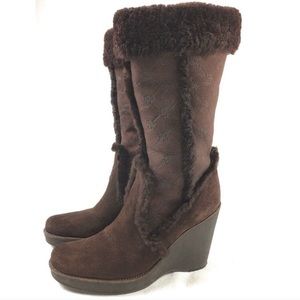 BCBG shearling lined brown boots